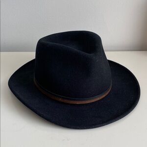 Country Gentleman Black Fedora Wool Hat Size M